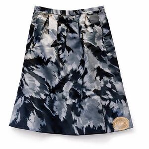 Michael Kors Abstract Black and Gray Satin Skirt